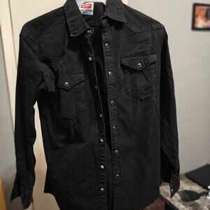 Wrangler Mens Gray Long Sleeve Retro Denim Shirt Size M